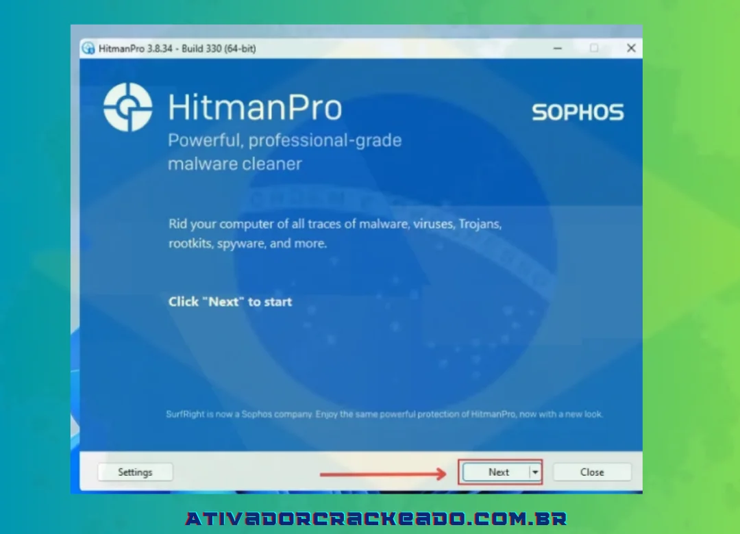 Depois disso, você verá a interface do HitmanPro. Então, clique em Next.