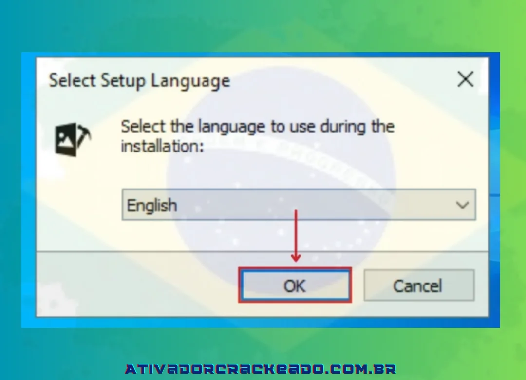 Em seguida, selecione o idioma de instalação e clique em “OK”.