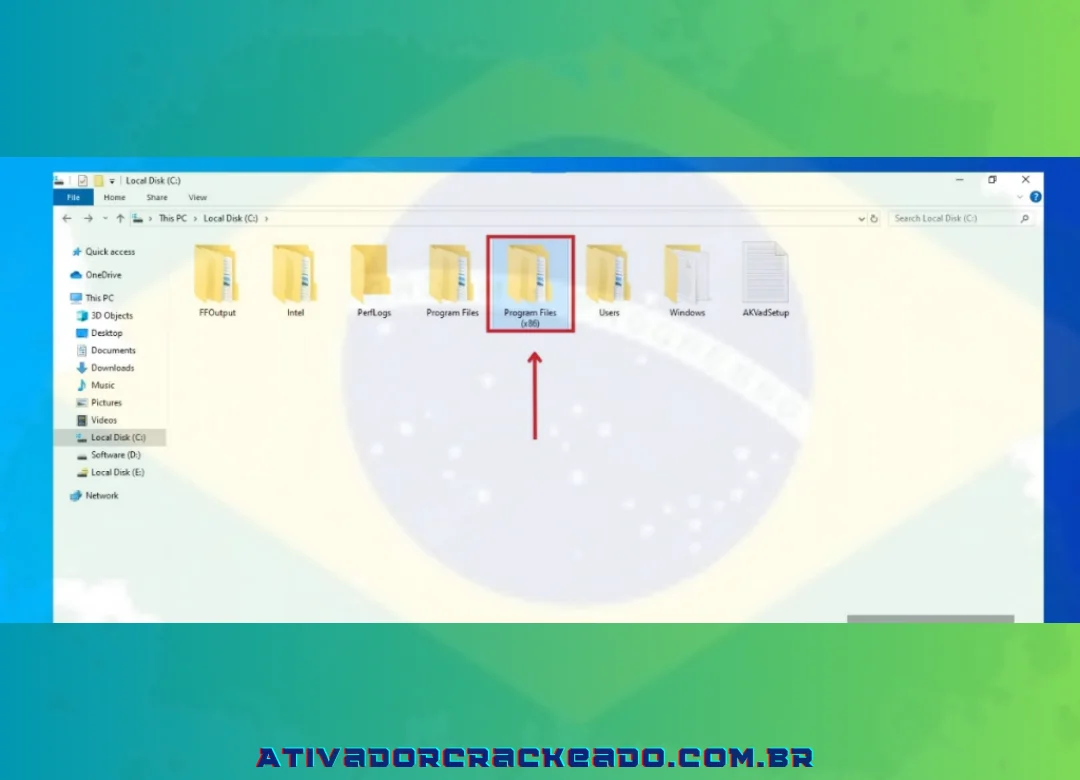 Em seguida, vá para o disco local C, abra os arquivos do programa