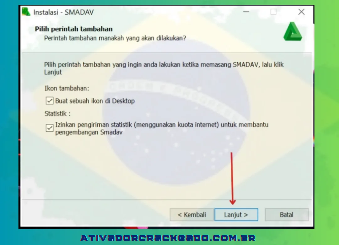 Em seguida, você deve escolher configurações adicionais para o Smadav, como a