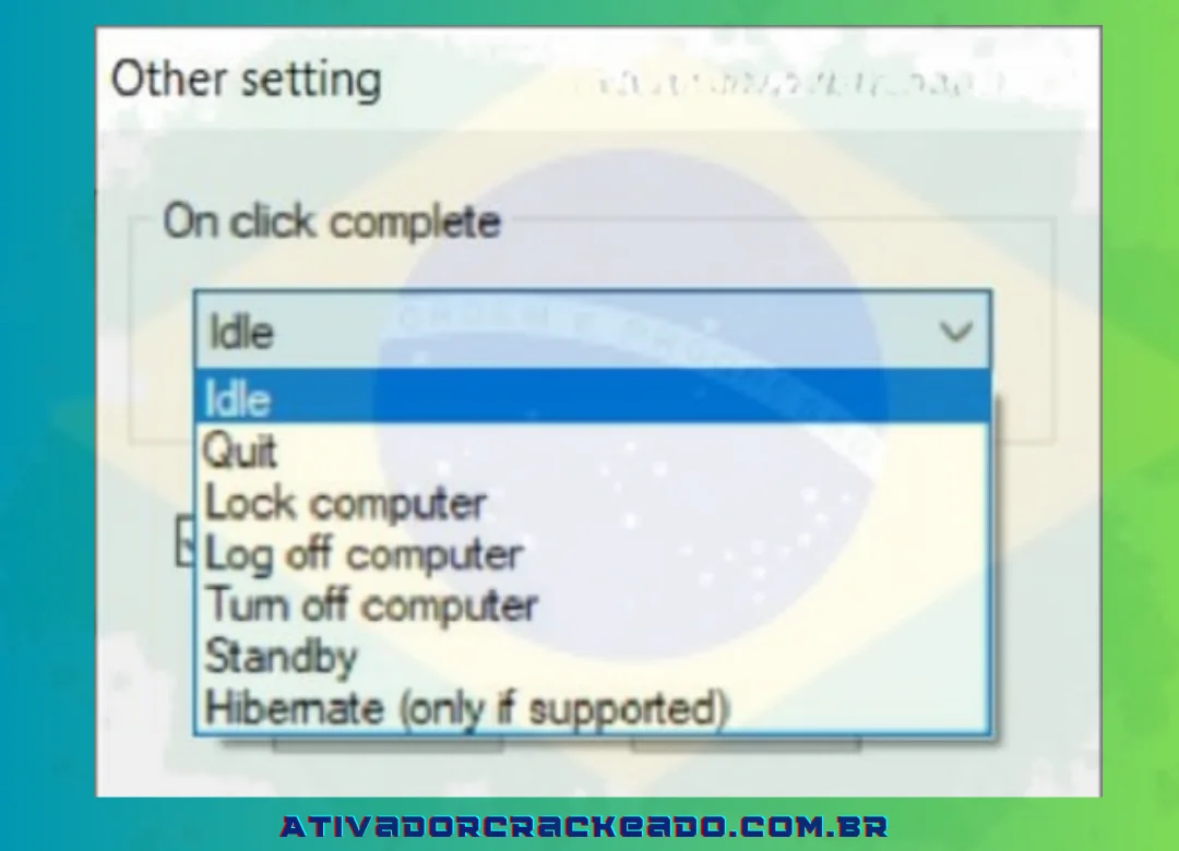 Escolha Outro para personalizar outras funções como inativo, sair, bloquear o computador, fazer logoff, etc.
