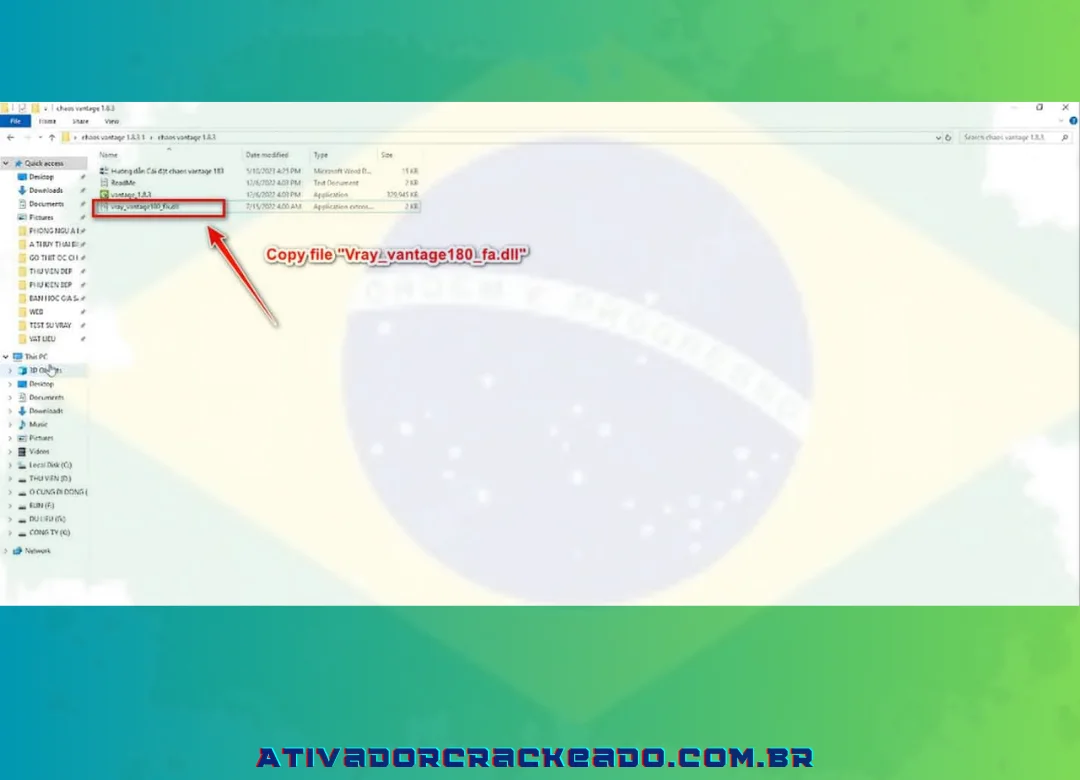 Faça uma cópia de Vray_vantage180_fa.dll.
