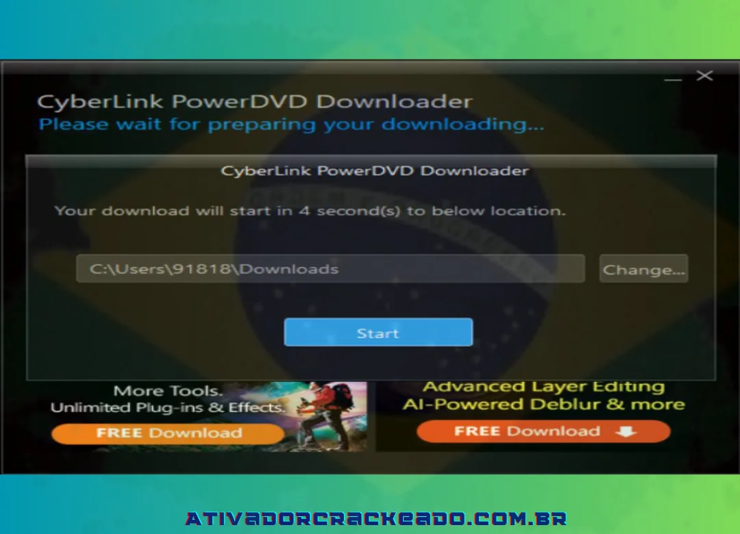 O CyberLink será executado para obter o PowerDVD.