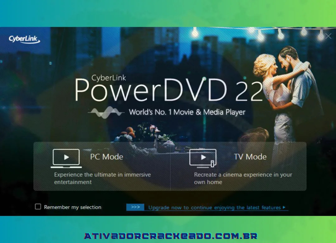 O PowerDVD agora está operacional.