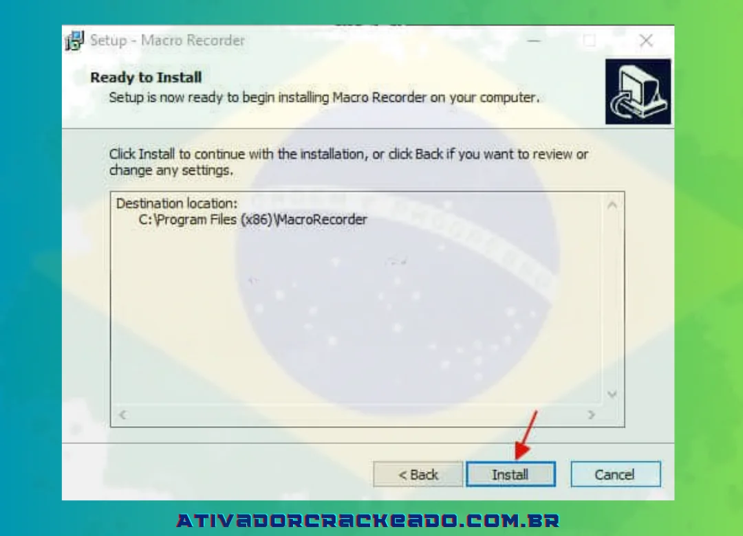 Para começar a instalar o Jitbit Macro Recorder Portable, escolha Instalar.