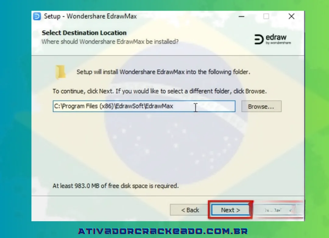 Pressione “Avançar” mais uma vez para finalizar a instalação do software.