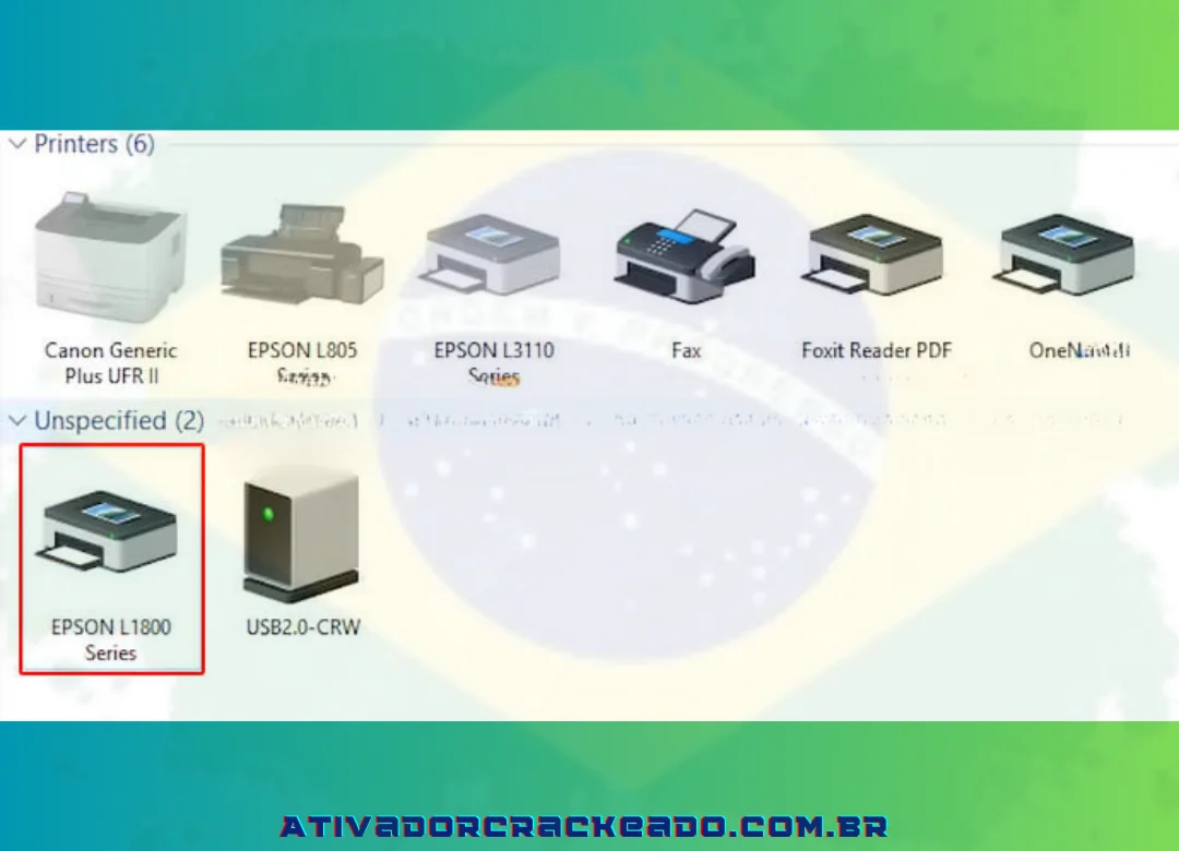 após a instalação bem-sucedida do driver da impressora Epson L1800 em seu sistema Windows