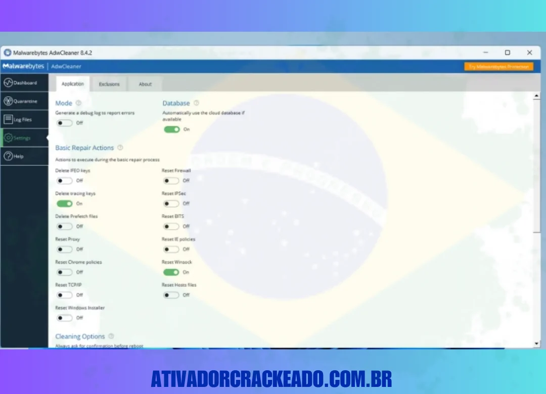 A interface deste limpador é muito simples e fácil de entender