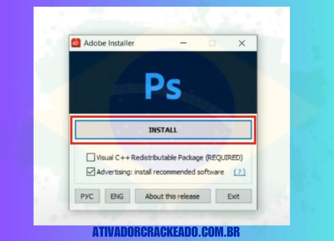 A opção Publicidade instalar software recomendado deve ser marcada. - Selecione Instalar.