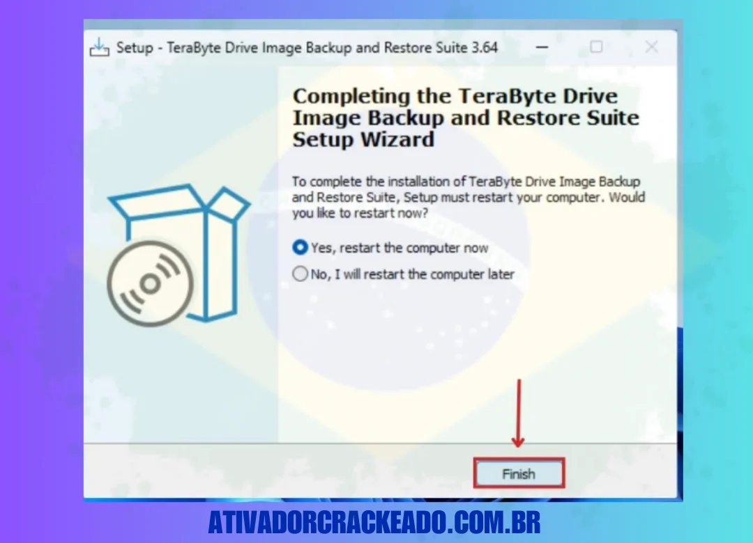 Agora, clique em Concluir para fechar o assistente de instalação.