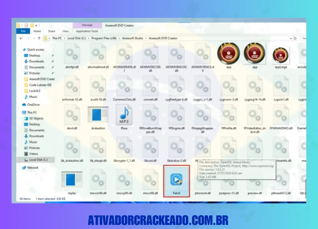 Agora, execute o arquivo de patch do Aiseesoft DVD Creator.