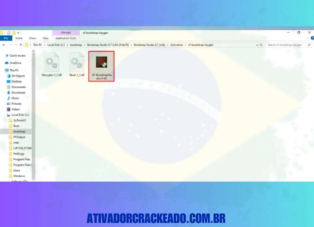 Agora, execute o arquivo exe do Bootstrap Studio keygen como administrador do sistema.