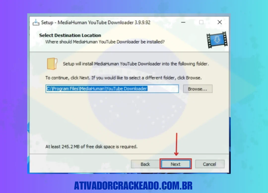 Agora, selecione o destino para a instalação do programa. Por padrão, ele estará no Disco Local C