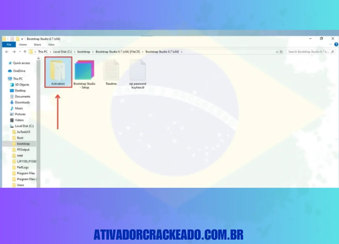 Agora, vá até a pasta de downloads, e lá você verá uma pasta “Ativação”, basta abrir essa pasta.