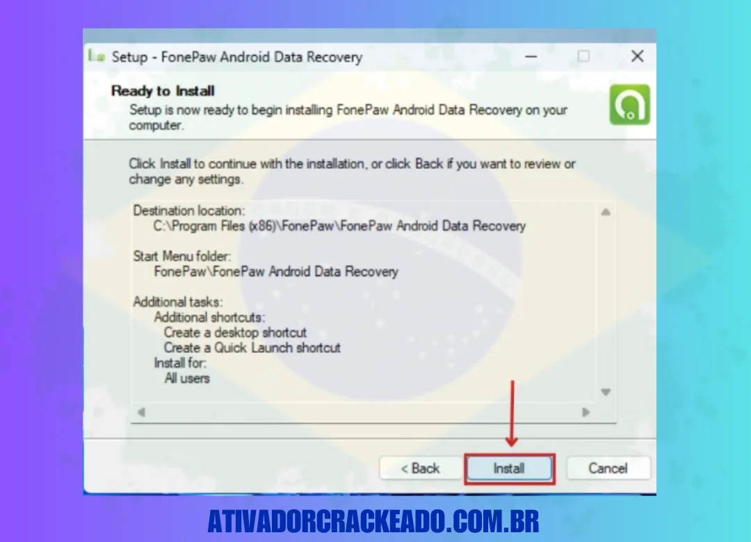 Agora, você está pronto para instalar, então clique em “ Instalar “.