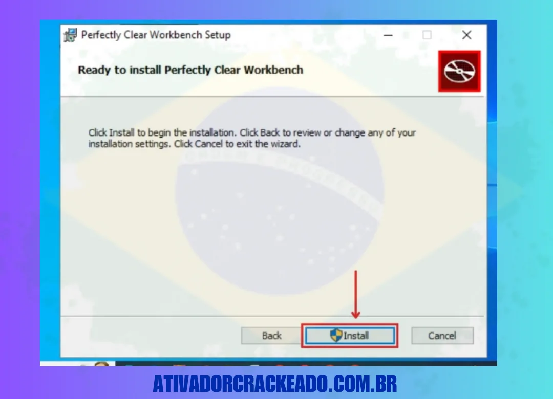 Agora, você está pronto para instalar o Perfectly Clear WorkBench. Portanto, basta clicar em “Install“.