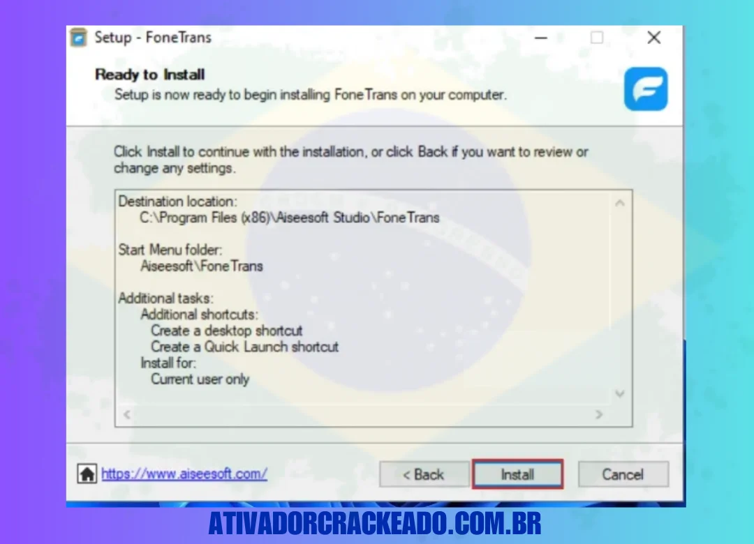 Agora, você está pronto para instalar o programa, basta clicar em Instalar.