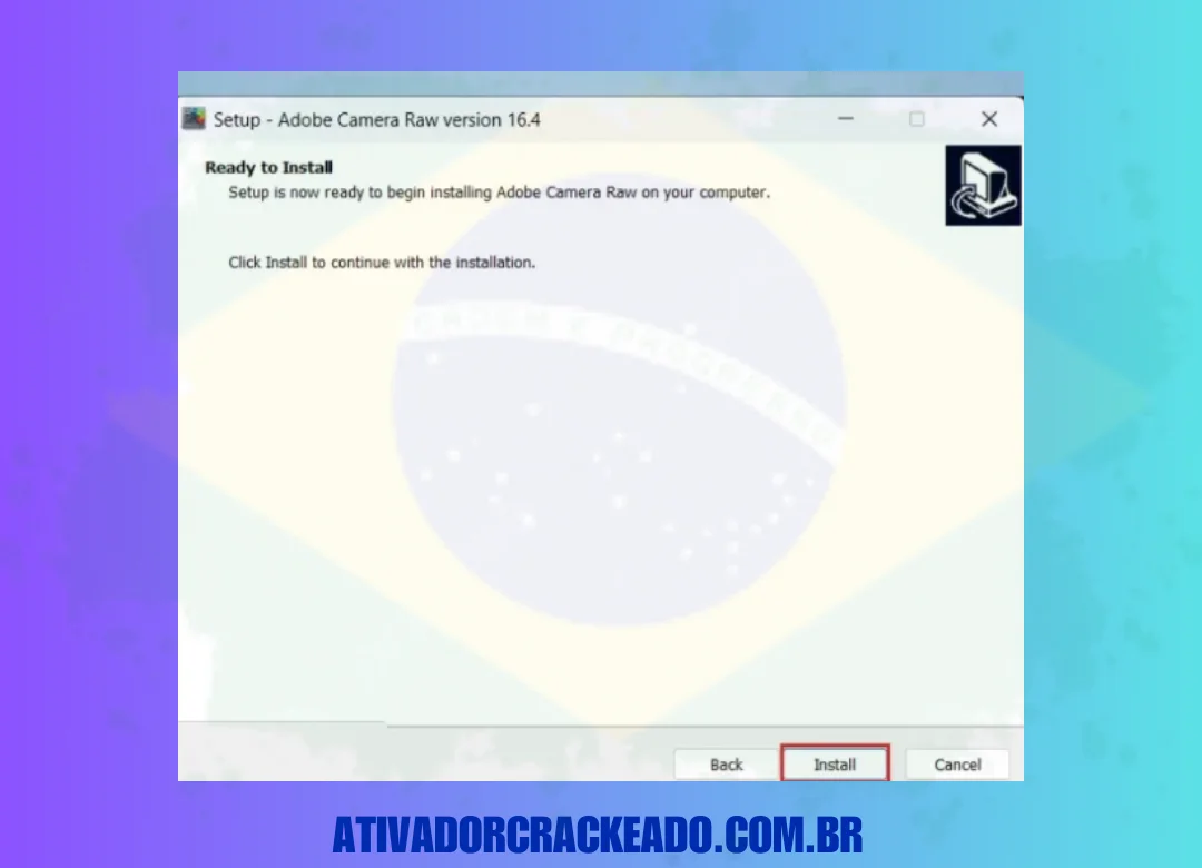 Agora, você está pronto para instalar o programa. Portanto, clique em 'Install'.