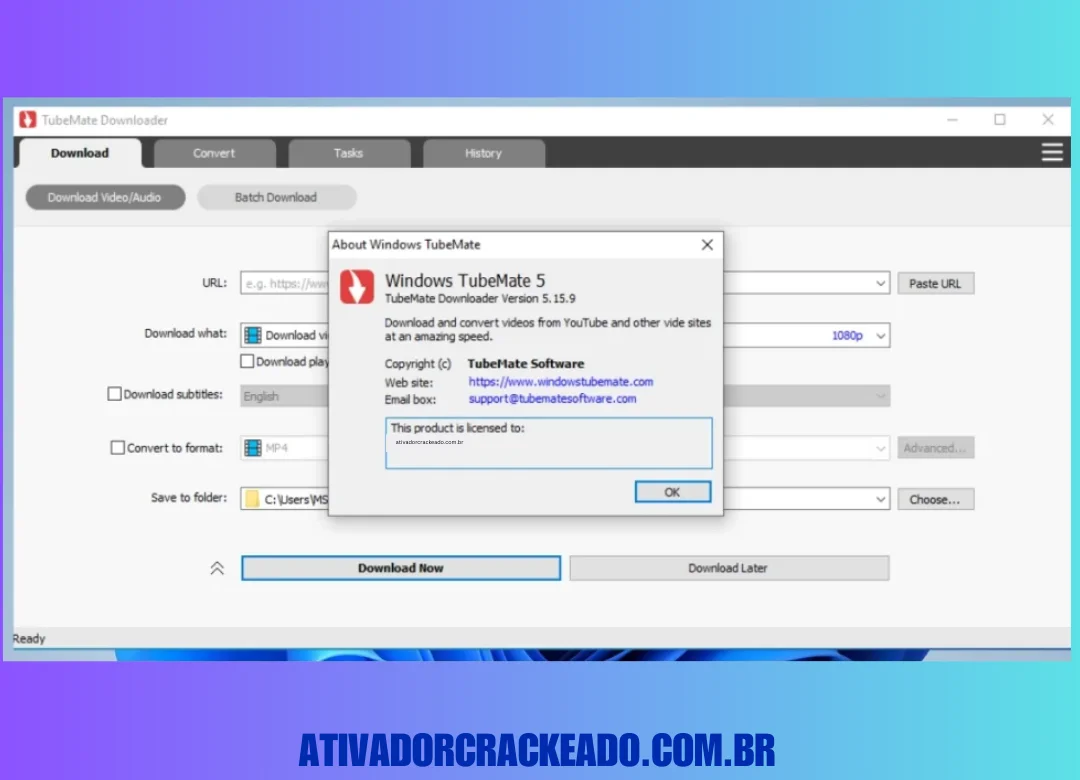 Agora, você pode ver a interface do TubeMate Downloader. Esta é a versão ativada, então aproveite o programa. (1)