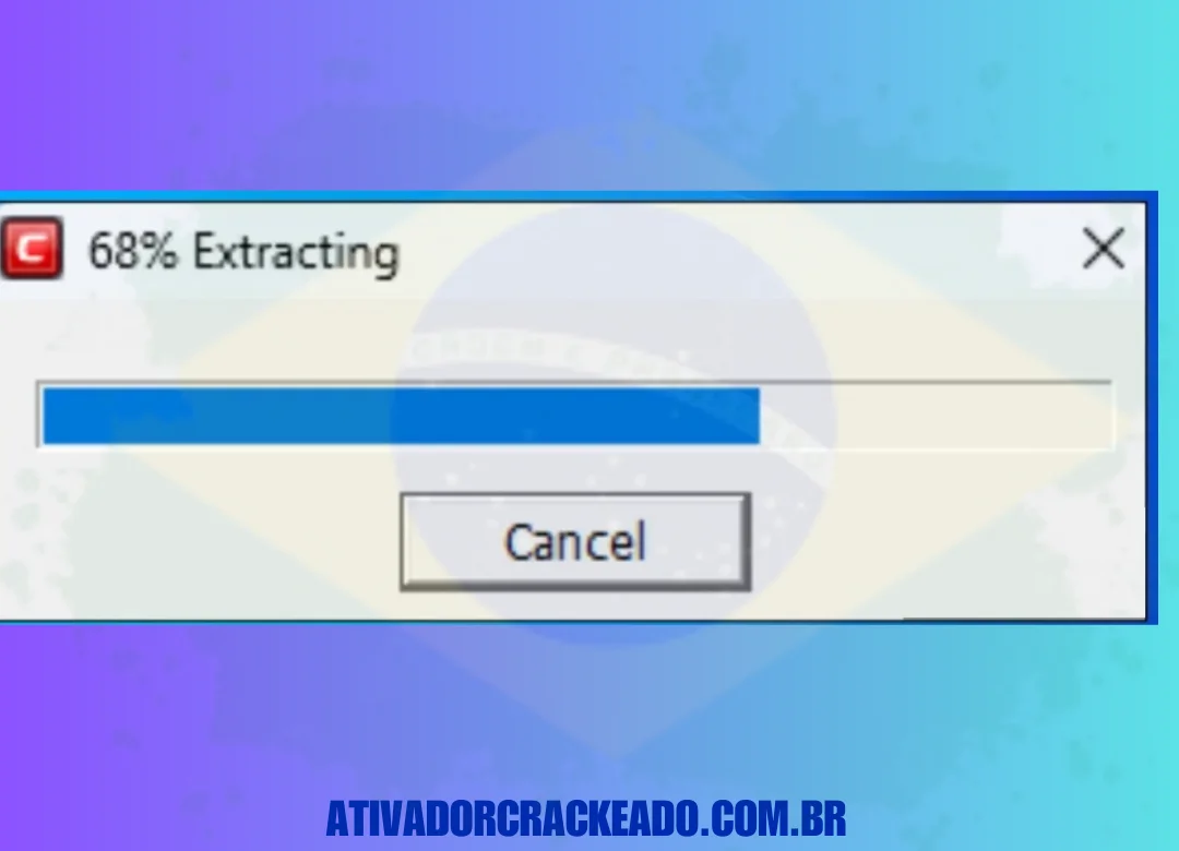 Agora, você pode ver o processo de extração começando.