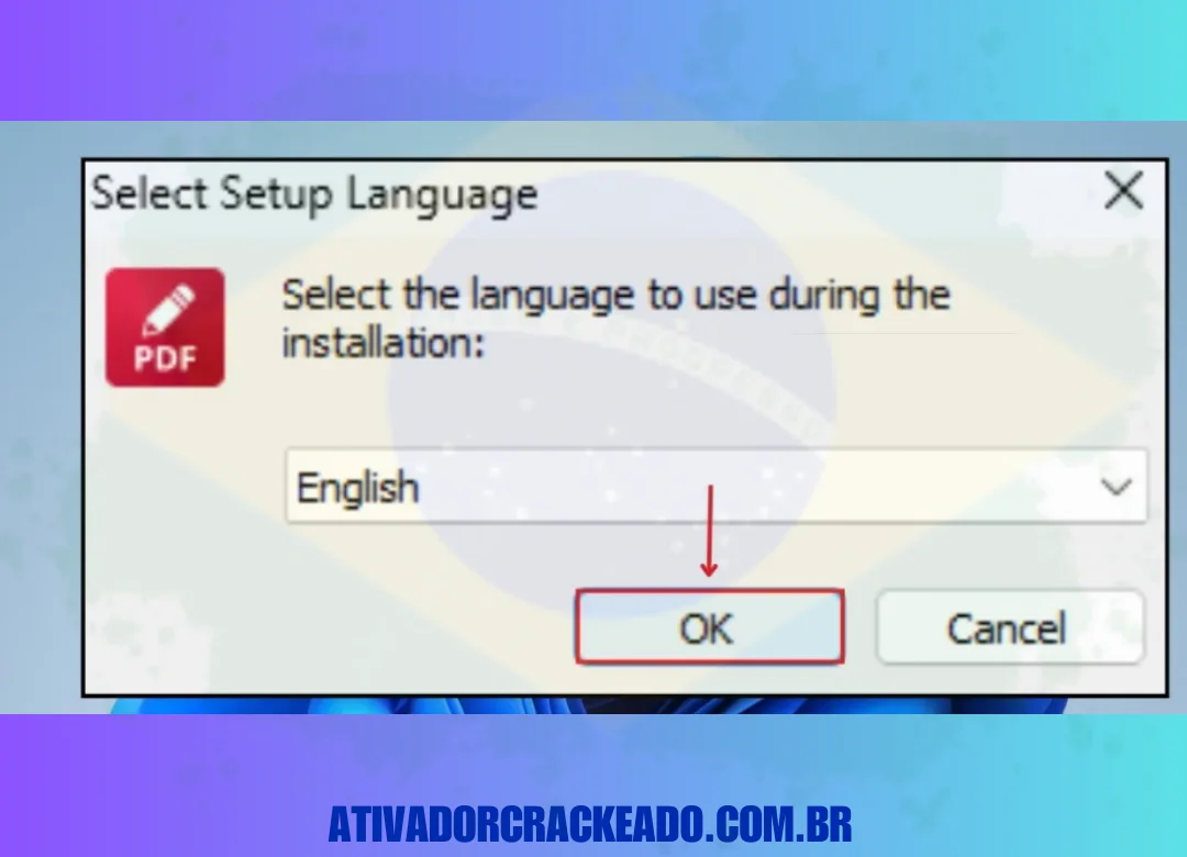 Agora, você precisa selecionar o idioma de configuração.