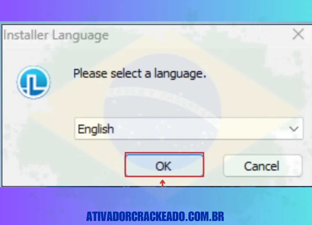 Agora, você precisa selecionar o idioma de configuração.