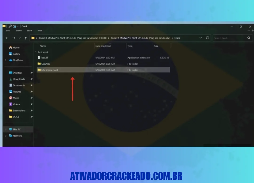 Agora, volte para a pasta crack e haverá uma pasta chamada bfe-license-tool, copie essa pasta também.