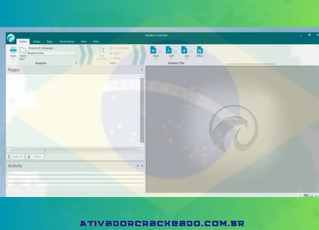 Após a instalação, você pode começar a usá-lo sem ativação, pois é o Readiris Corporate Repack (pré-ativado) versão completa.