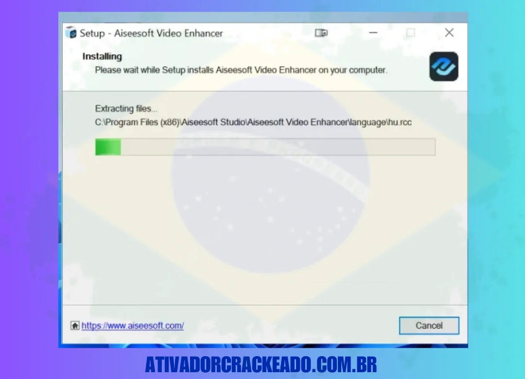 Após clicar em “Instalar”, a instalação começará.