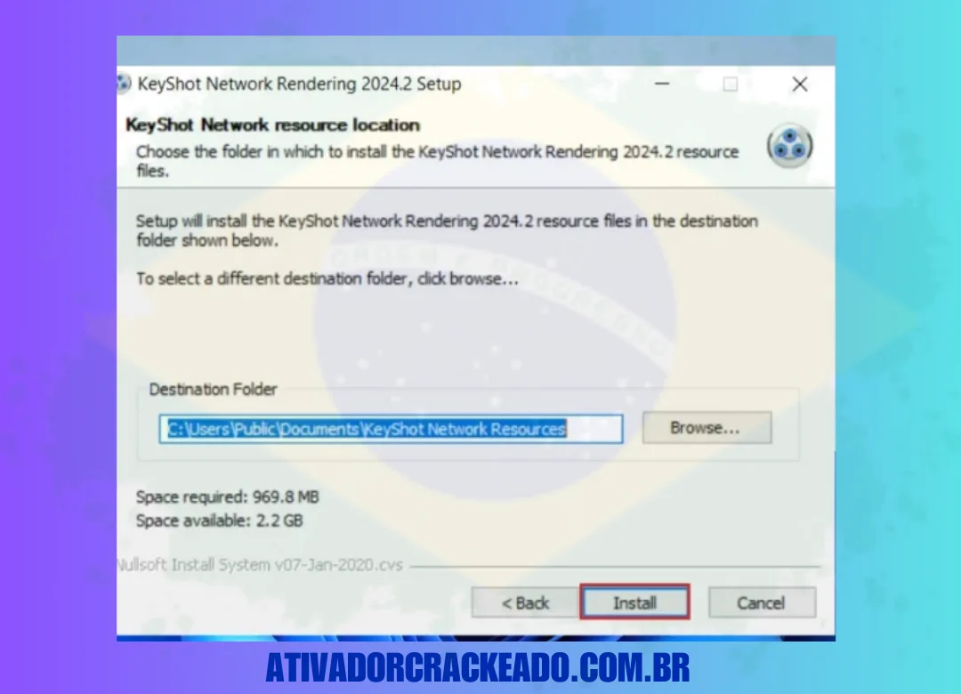 Após especificar o local, o local do recurso aparecerá na sua tela. Você só precisa clicar em “Install”.