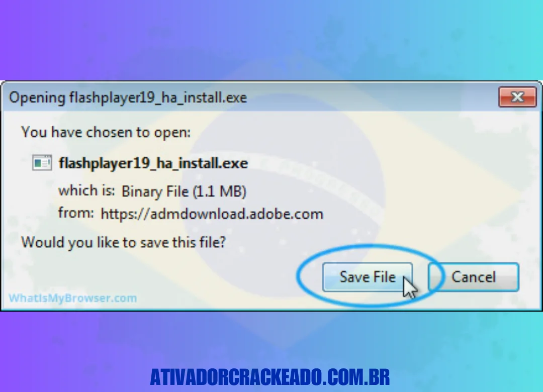 Caso você encontre um pop-up, selecione Salvar arquivo para armazenar o software do downloader no seu PC.