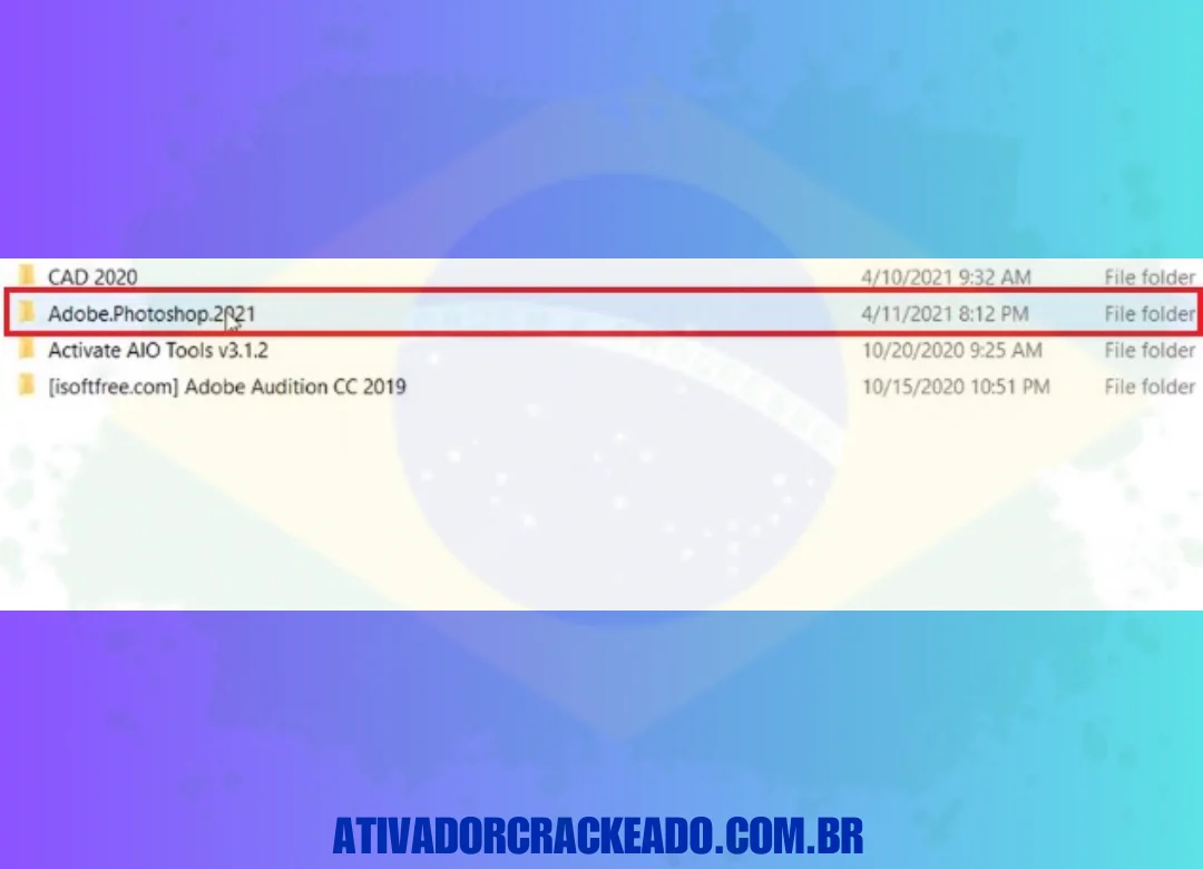 Clique duas vezes para abrir o “Adobe.Photoshop.2021” extraído