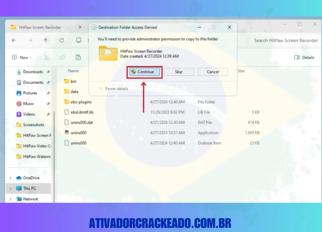 Cole o arquivo crackpatch na pasta de instalação do programa e substitua-o no destino