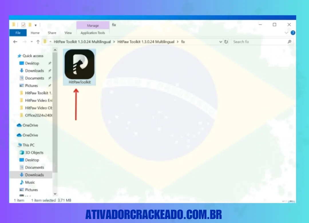 Copie o arquivo exe do HitPaw Toolkit Patch disponível na pasta crack.