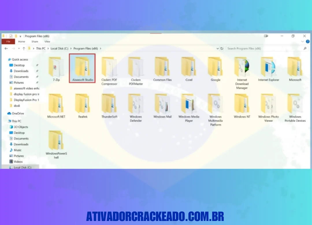 Dentro dele, haverá uma pasta chamada “Aiseesoft Studio”. Você precisa abrir esta pasta.