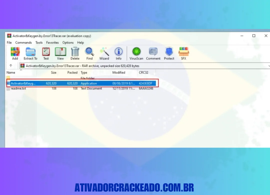 Dentro do RAR haverá um arquivo Activator & Keygen.exe, copie-o.