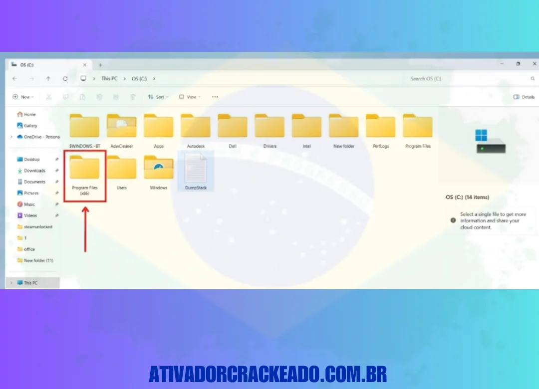 Depois de copiar o patch, tudo o que você precisa fazer é ir até a pasta de instalação localizada nos arquivos de programas.