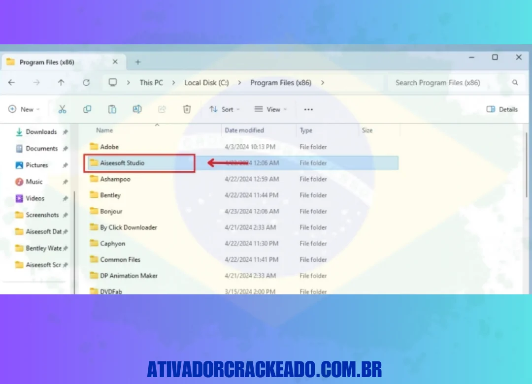 Depois disso, abra a pasta Aiseesoft Studio.