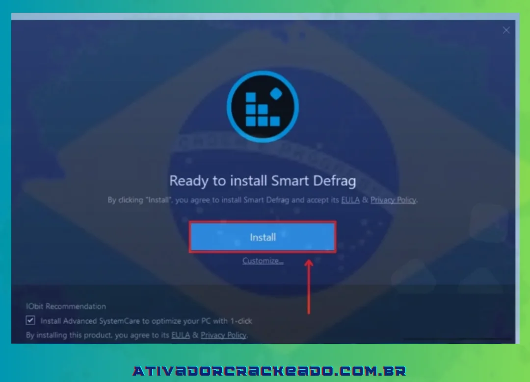 Depois disso, clique em “Install”. Você também pode instalar alguns outros programas IObit como Advanced SystemCare marcando a caixa de seleção.