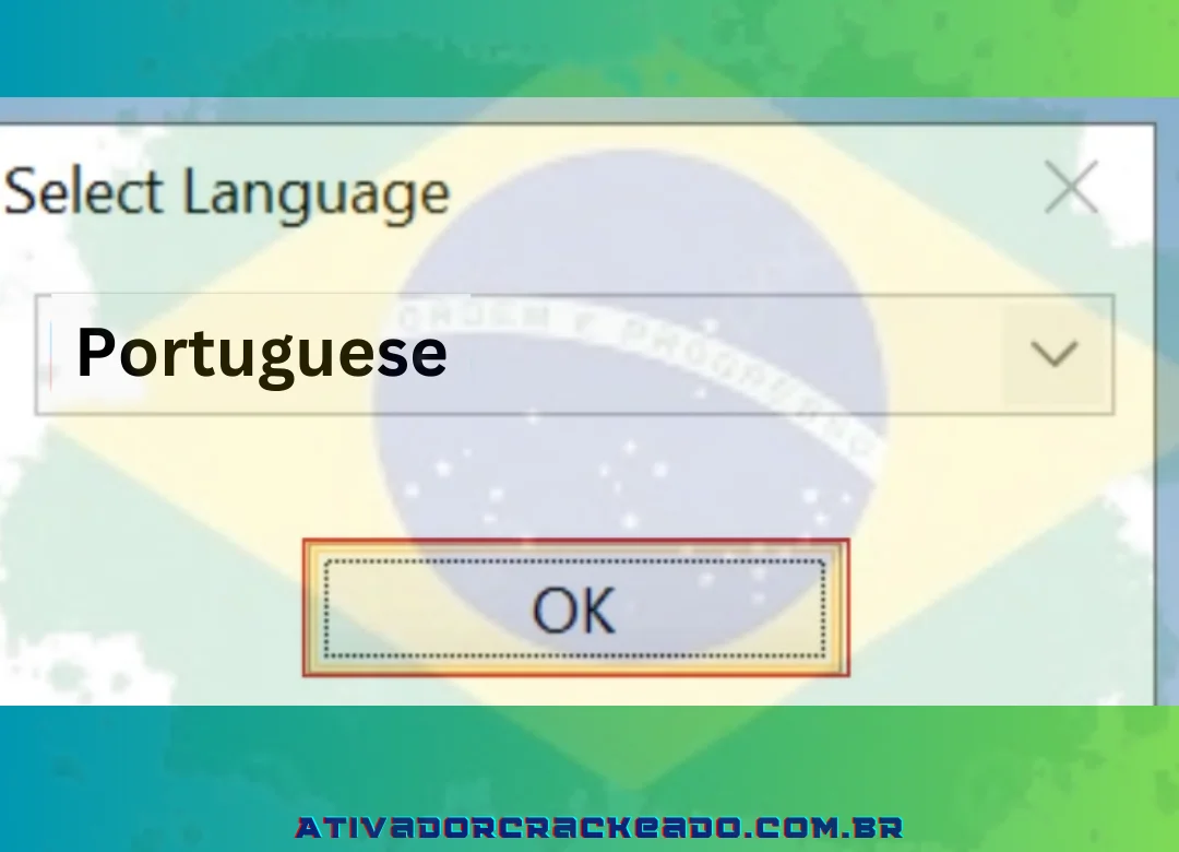 Depois disso, selecione o idioma do programa, neste caso escolhemos Português