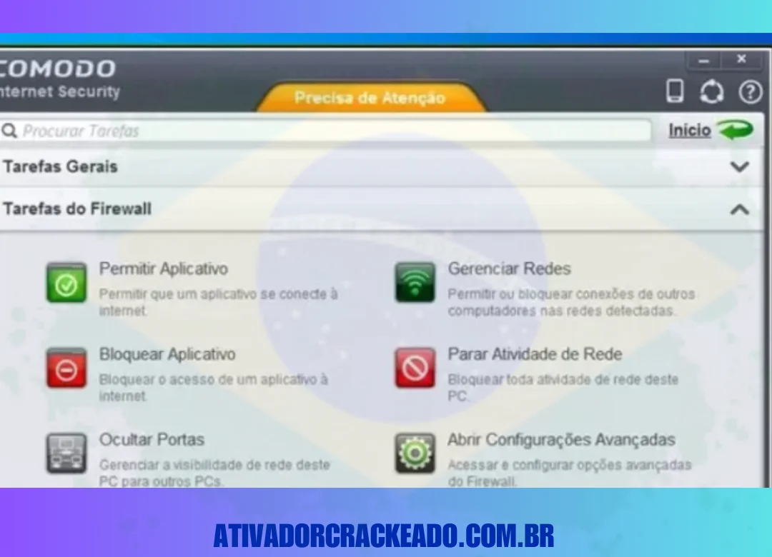 Depois disso, você pode ver a interface do Comodo Internet Security.