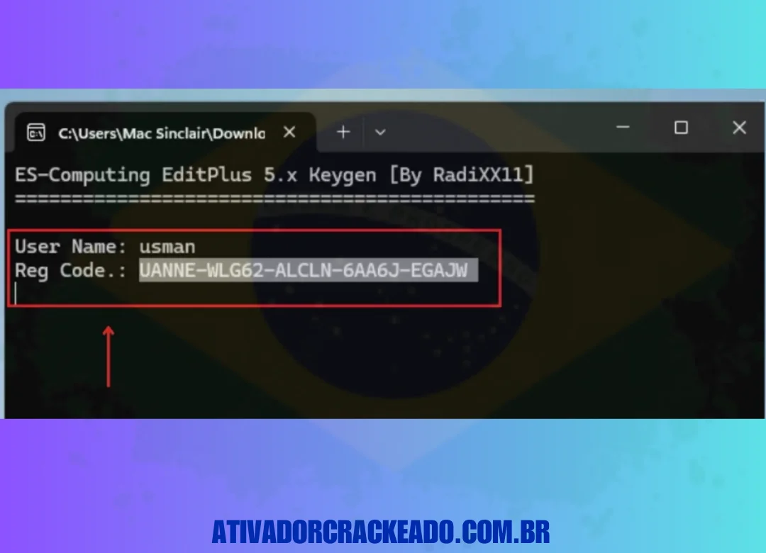 Depois disso, você pode ver o nome de usuário e o código de registro.