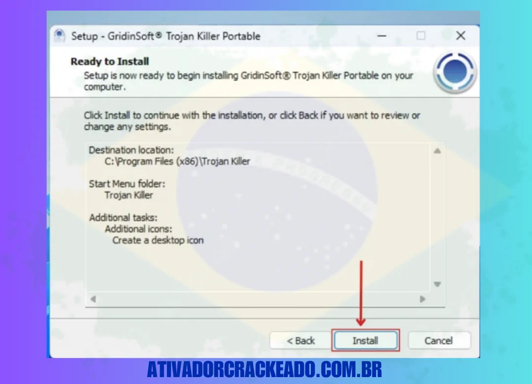 Depois disso, você pode ver que sua instalação está pronta. Então, clique em Instalar.