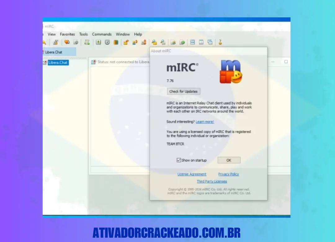 Depois disso, você poderá ver a interface mIRC habilitada.