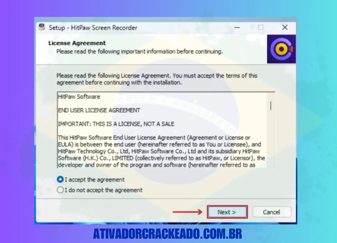 Depois disso, você precisa aceitar o contrato. Em seguida, clique em Avançar.