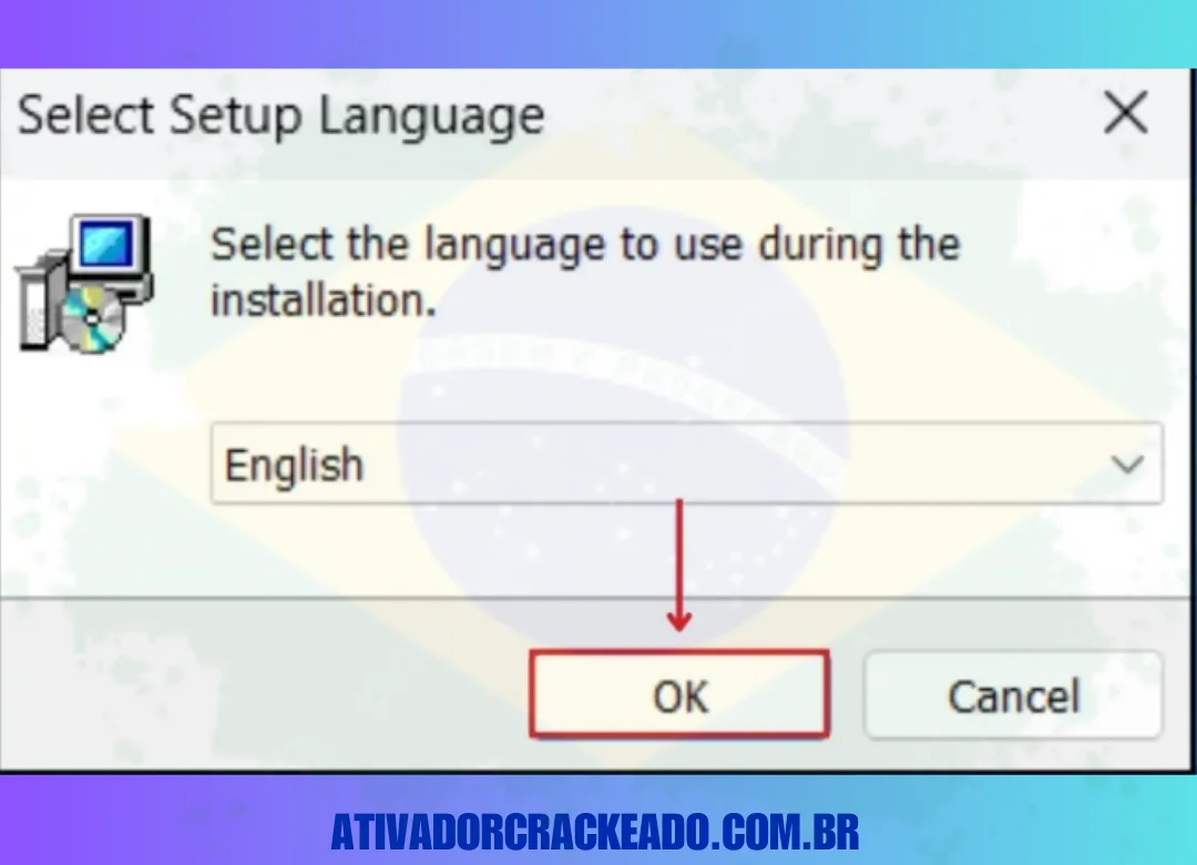 Depois disso, você precisa selecionar o idioma para as configurações. Então, clique em OK.