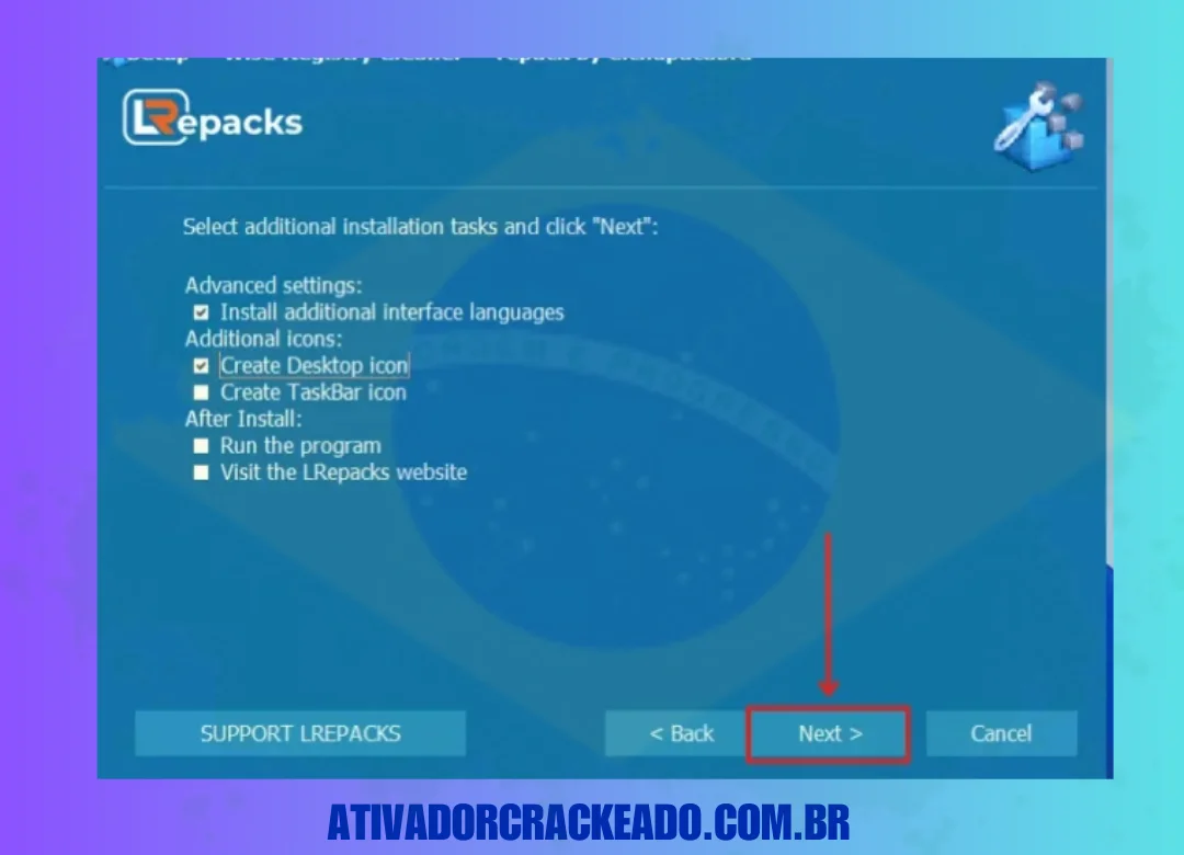 Depois disso, você precisa selecionar tarefas de instalação adicionais, conforme mencionado na imagem. Então, clique em Next. (2)