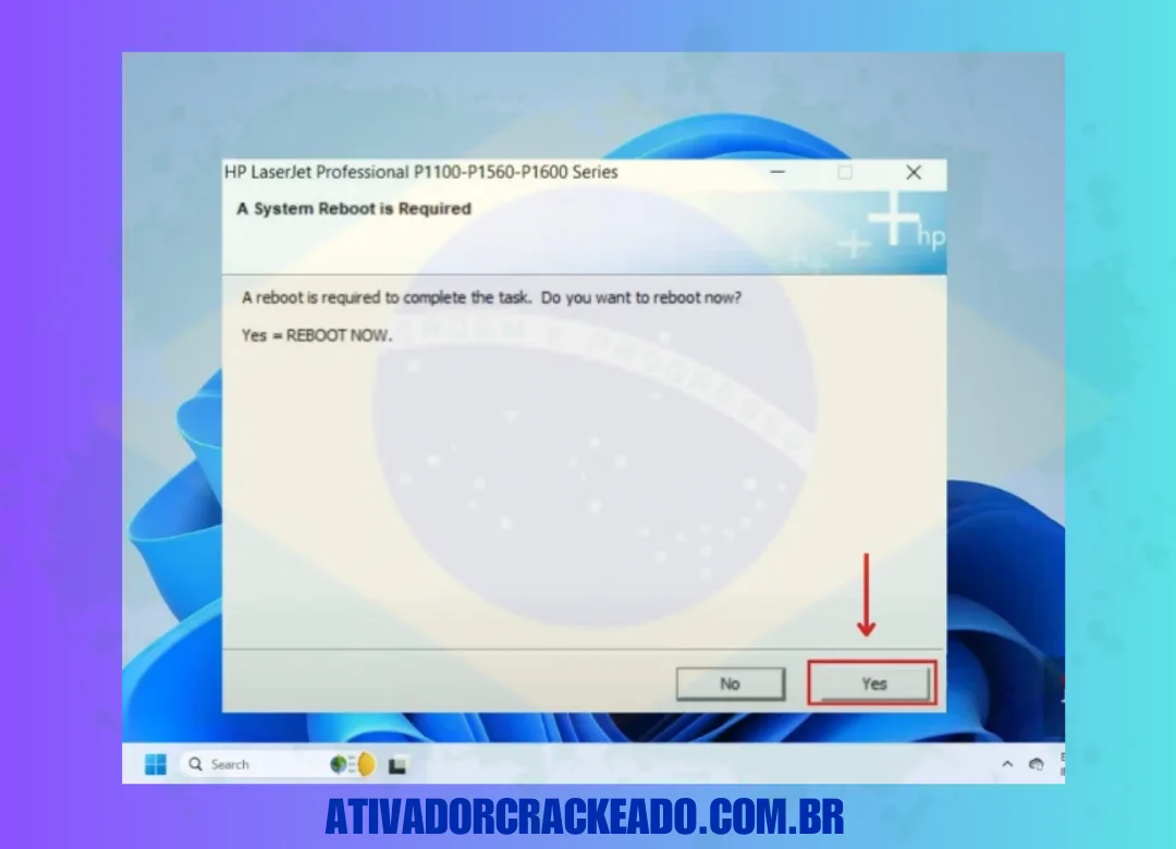 É necessário reinicializar o sistema, então basta clicar em “Sim”.