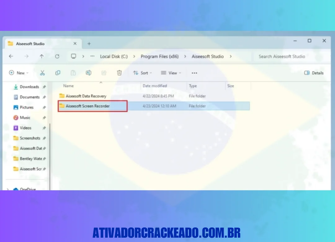 Em seguida, abra a pasta Aiseesoft Screen Recorder.