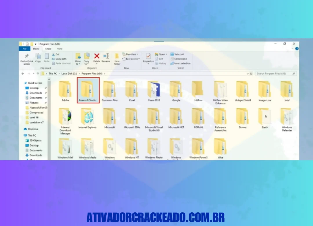 Em seguida, abra a pasta Aiseesoft Studio, que está disponível em arquivos de programas.